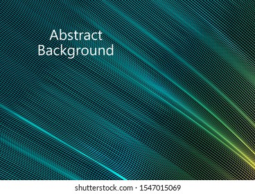 Abstract wavy square grid on a black background. Bright color gradient. Elegant background for wallpaper, banner, cover, flyer. Business template. Vector illustration