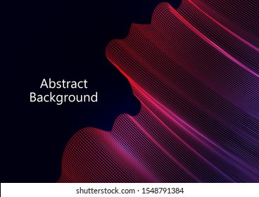 Abstract wavy square grid on a black background. Bright color gradient. Elegant background for wallpaper, banner, cover, flyer. Business template. Vector illustration