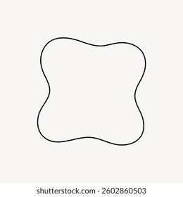 Abstract wavy square outline on a light background. The wavy square features smooth, flowing lines. Minimalist design with a wavy square shape, simple and elegant. Minimal shape vector.