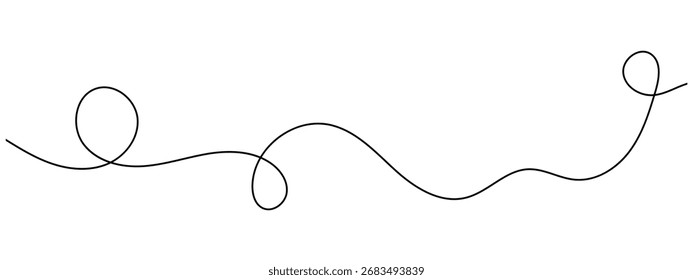 Coleção de linhas tracejadas onduladas abstratas. Linha de curva em espiral pontilhada. Linhas de caminhos de ponto de transporte. Caminho em espiral pontilhado abstrato de linha fina. Divisor mínimo de rabisco, ícone de vetor de linha em loop no eps 10.