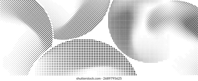 Abstrakter, welliger Hintergrund mit schroffen Punkten und gekrümmten Farbverlauf-Linien. Perfekt für modernes Design, Poster-Textur und minimale Hintergründe.