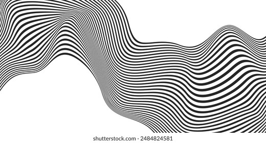 Abstract wavy stripe lines isolated on white. Vector