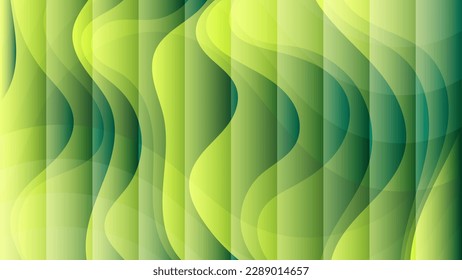 Abstract wavy striped background in shades of green. Template for designing blogs, posters, social networks and your other projects. Vector.
