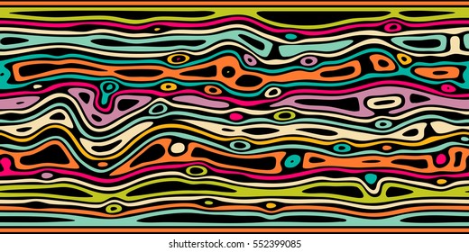 Abstract wavy striped background. Texture of wood or water surface.  Varicolored Zebra print. Vector illustration. Seamless fractal decorative background. 