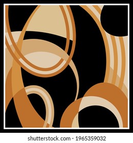 Abstract wavy, striped pattern on black background. Vector patch for print, fabric, scarf design.