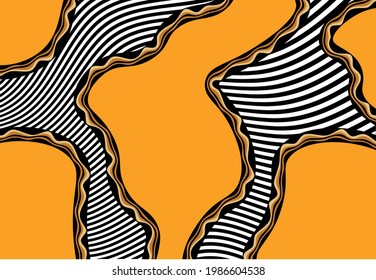Abstract wavy with striped pattern on a yellow background. EPS10 Illustration.