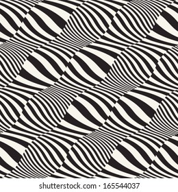 Abstract wavy striped seamless pattern. Vector.