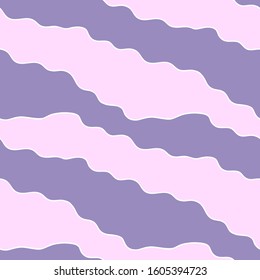 Abstract wavy striped vector seamless pattern. Bright purple and pink wavy lines with white outline. Cute Wavy background. Template for textile, wallpaper, wrapping.