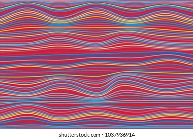 Abstract Wavy Stripes Background in Hipster Style. Distorted Curved Lines. Bright Wavy Illustration. Colorful Abstract Background for Web Design, Wallpaper, Presentation or Your Project.