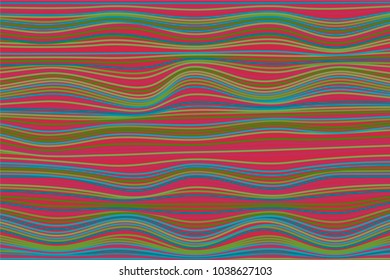 Abstract Wavy Stripes Background in Hipster Style. Distorted Curved Lines. Bright Wavy Illustration. Colorful Abstract Background for Web Design, Wallpaper, Presentation or Your Project.