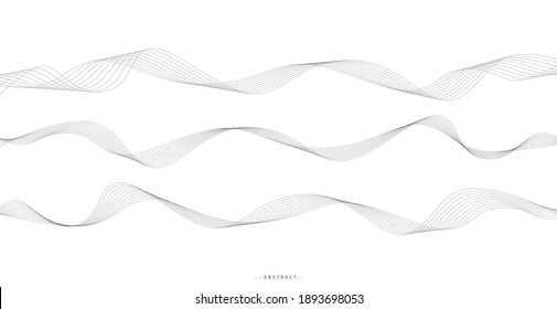 Abstract Wavy Stripes Background Isolated. Wave Line Art, Curved Smooth Design. Vector Illustration EPS 10.