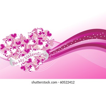 abstract wavy, stripes background with romantic heart