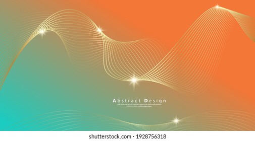 Abstract wavy stripes background. Wave line luxury art, Curved smooth design.