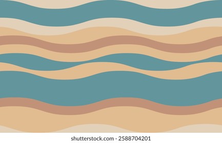 Abstract wavy stripes in calming earth tones.  Perfect for website backgrounds, textile design, or social media graphics.  This seamless pattern evokes feelings of serenity and nature.