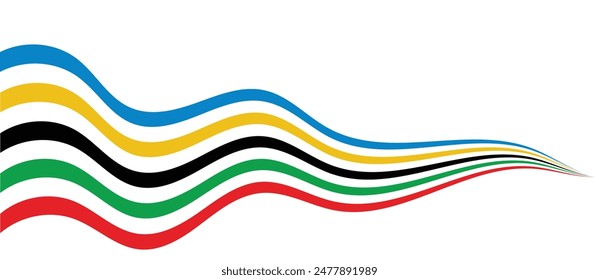 abstract wavy stripes with the colors of Paris Olympics games 2024 . vector illustration

