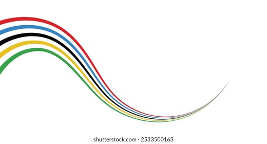 listras onduladas abstratas com as cores dos Jogos Olímpicos de Paris 2024 . ilustração vetorial