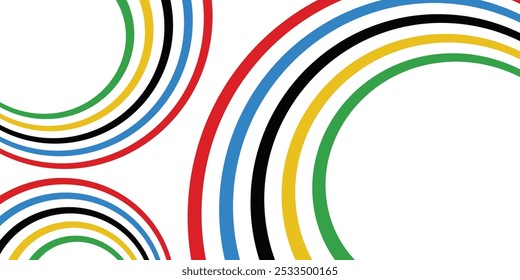 abstract wavy stripes with the colors of Paris Olympics games 2024 . vector illustration