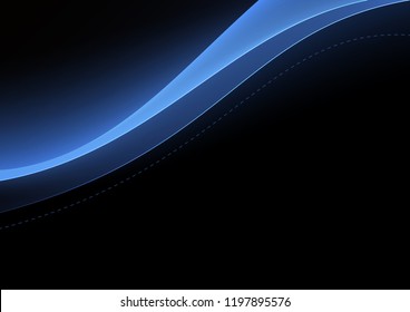 Abstract wavy stripes curves. Soft glowing modern background. Waves on a dark background