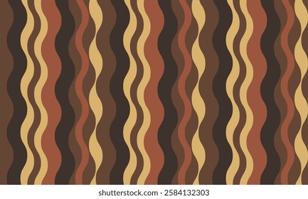 Abstract wavy stripes in earthy tones create a retroinspired pattern perfect for website backgrounds, textiles, or packaging.