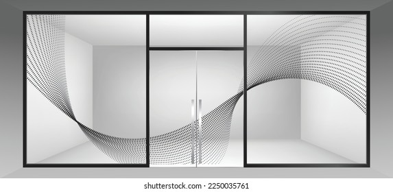 Abstract wavy stripes for glass partition graphic design. Tech background with abstract wave line.