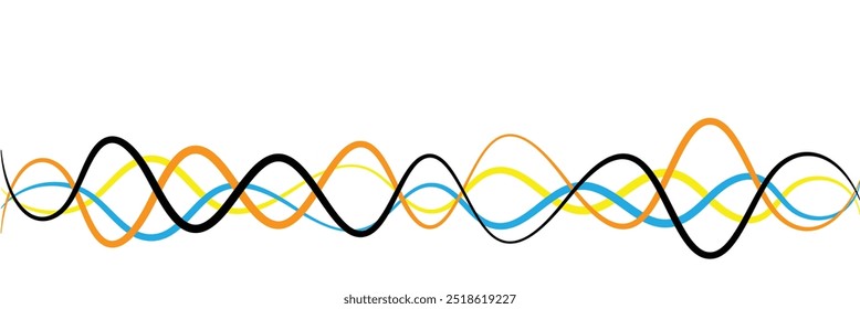 Abstractas rayas onduladas aisladas sobre un fondo blanco. Anuncio de los juegos olímpicos. concepto deportivo, marco rayado multicolor, espacio de copia para su texto. Ilustración vectorial. Archivo Eps 80.