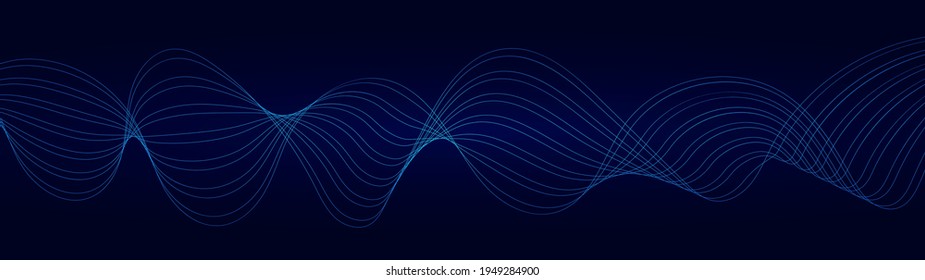 Abstract wavy stripes. Linear art. Wave with shadow. Optical art abstract wave background. Vector dynamic illustration