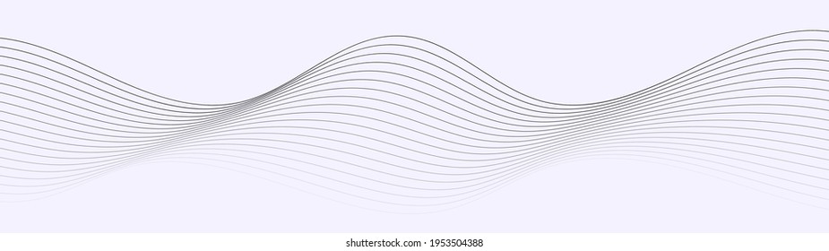 Abstract wavy stripes. Linear art. Wave with shadow. Optical art abstract wave background. Vector dynamic illustration