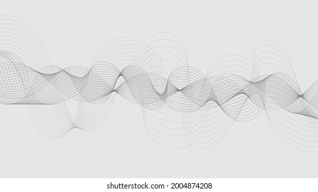Abstract wavy stripes. Linear art. Wave with shadow. Optical art abstract wave background. Vector dynamic illustration