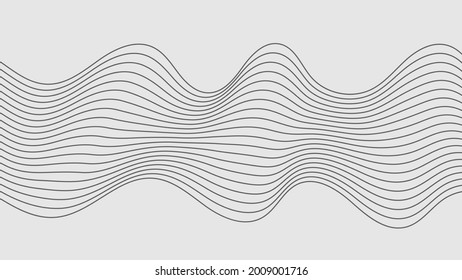 Abstract wavy stripes. Linear art. Wave with shadow. Optical art abstract wave background. Vector dynamic illustration
