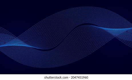 Resumen de franjas onduladas. Arte lineal. Ola con sombra. Fondo de onda abstracta de arte óptico. Ilustración dinámica del vector