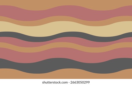 Listras onduladas abstratas em tons de terra silenciados.  Perfeito para fundos, têxteis ou design de site. Evoca sentimentos calmos e naturais.  Um design versátil e moderno com uma vibração retrô.