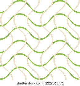 Abstract Wavy Stripes Net Pattern Trendy Fashion Colored Lines Seamless Vector Pattern Perfect for Allover Fabric Print or Wrapping Paper Green Beige White Tones