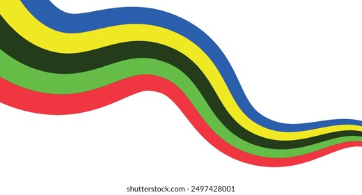 Abstract wavy stripes of Olympic games colors isolated on transparent background. Vector illustration eps10