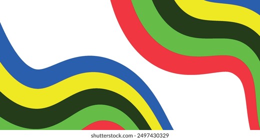 Abstract wavy stripes of Olympic games colors isolated on transparent background. Vector illustration eps10