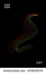 Resumen de rayas onduladas sobre fondo negro para elementos de diseño, papel pintado, pancarta, afiche, fondo de diseño de portada, plantilla de patrón abstracto de curvas onduladas. 