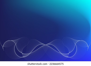 Abstract wavy stripes on blue gradient background 