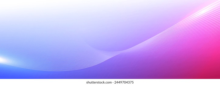 Abstract wavy stripes on gradient background. Vector wave lines smooth flowing dynamic blue and pink gradient for concept of technology, digital, communication, science, music. Elegant Vector EPS10.