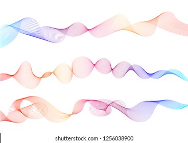 Abstract wavy stripes on a white background isolated.Wave of the many colored lines.