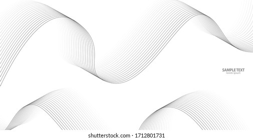 Unas rayas onduladas abstractas sobre un fondo blanco aislado. Arte de línea ondulada, Diseño liso curvado. Ilustración del vector EPS 10.