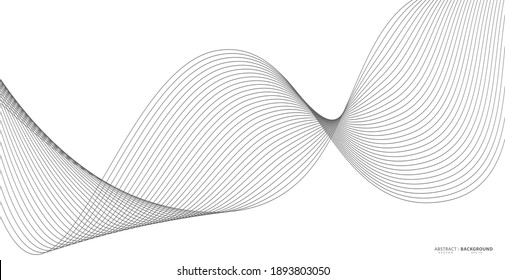 Abstrakte, gewellte Streifen auf weißem Hintergrund einzeln. Wave Line Art, Kurves, glattes Design. Vektorgrafik EPS10.