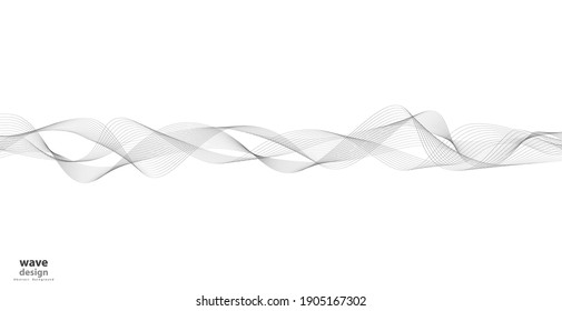 Abstract Wavy Stripes On A White Background Isolated. Wave Line Art, Curved Smooth Design. Vector Illustration EPS 10.