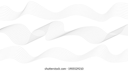 Resumen de rayas onduladas sobre un fondo blanco aislado. Arte de línea ondulada, diseño liso curvo. Ilustración del vector EPS 10.