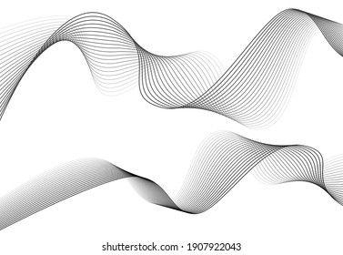 Abstract wavy stripes on a white background isolated. Wave line art, Curved smooth design. Vector illustration EPS 10.