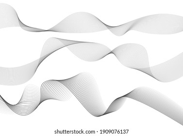 Abstract Wavy Stripes On A White Background Isolated. Wave Line Art, Curved Smooth Design. Vector Illustration EPS 10.