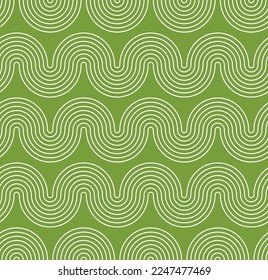 Abstract Wavy Stripes Optic Hypnotic Psychedelic Geometric Stripes Seamless Vector Pattern Trendy Fashion Colors Perfect for Allover Fabric Print or Wrapping Paper Monochrome Design Green Background