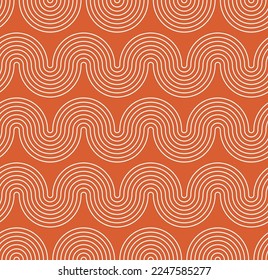 Abstract Wavy Stripes Optic Hypnotic Psychedelic Geometric Stripes Seamless Vector Pattern Trendy Fashion Colors Perfect for Allover Fabric Print or Wrapping Paper Monochrome Design Coral Tones