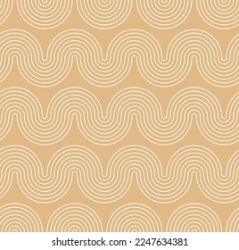 Abstract Wavy Stripes Optic Hypnotic Psychedelic Geometric Stripes Seamless Vector Pattern Trendy Fashion Colors Perfect for Allover Fabric Print or Wrapping Paper Monochrome Design Sandy Brown Tones