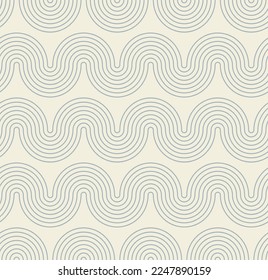 Resumen Tiras onduladas Tiras geométricas sintéticas hipnóticas Sínquédelas Patrón vectorial de moda de moda de moda Perfecto para impresión de tela de alamante o papel envuelto Diseño monocromo Tonos Beige
