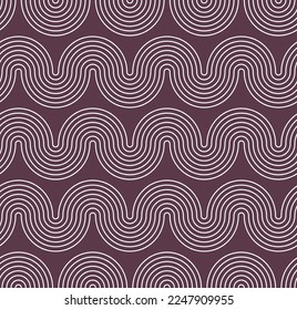 Abstract Wavy Stripes Optic Hypnotic Psychedelic Geometric Stripes Seamless Vector Pattern Trendy Fashion Colors Perfect for Allover Fabric Print or Wrapping Paper Monochrome Design Dark Purple Tones