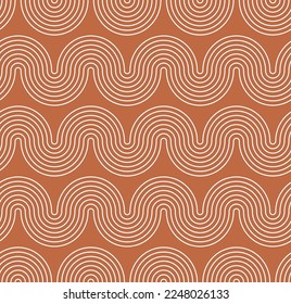 Abstract Wavy Stripes Optic Hypnotic Psychedelic Geometric Stripes Seamless Vector Pattern Trendy Fashion Colors Perfect for Allover Fabric Print or Wrapping Paper Monochrome Design Amber Brown Tones